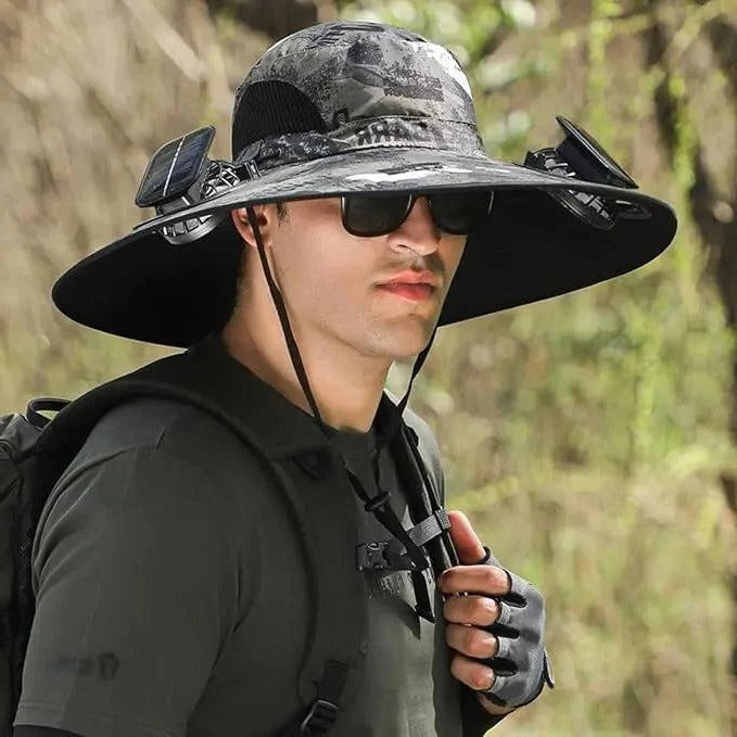 Ventilated Sun Hat with Dual Solar Fans for Ultimate Outdoor Comfort - Unisex Design for Men & Women