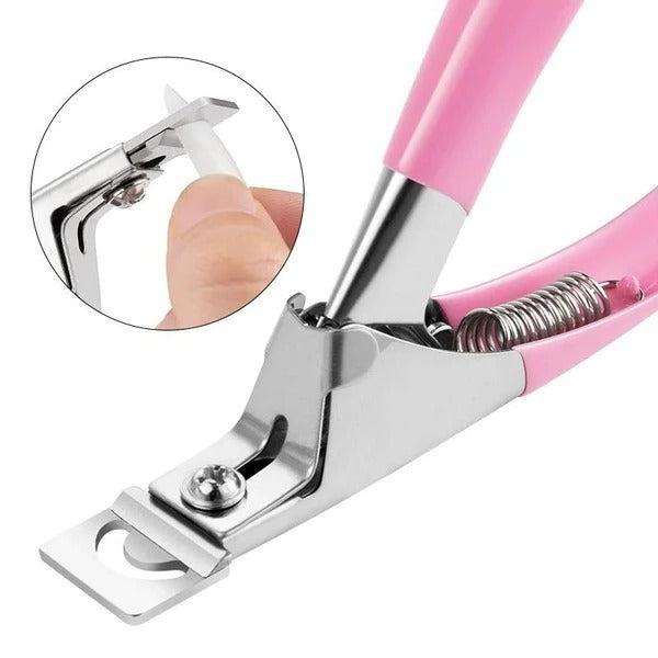 Ergonomic Stainless Steel Acrylic Nail Cutter with Non-Slip Grip - Precision Nail Care Tool