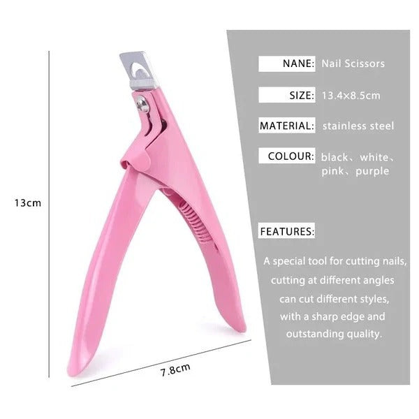 Ergonomic Stainless Steel Acrylic Nail Cutter with Non-Slip Grip - Precision Nail Care Tool