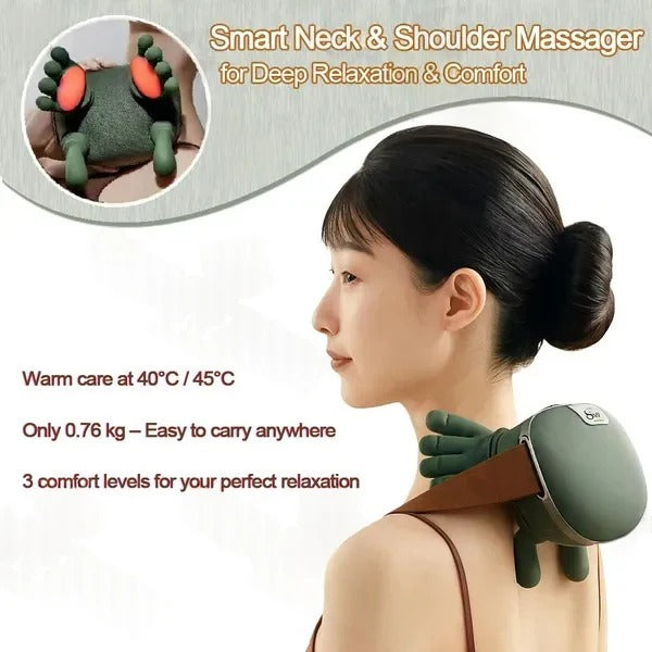 Adjustable Wireless Neck and Shoulder Massager with Customizable Kneading Settings for Ultimate Relaxation