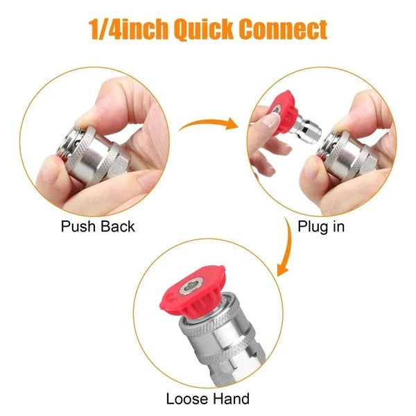 360° Turbo Nozzle for Pressure Washer - Durable Brass Body Tips for Enhanced Cleaning Power