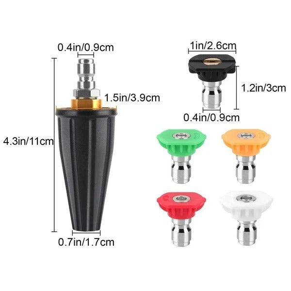 360° Turbo Nozzle for Pressure Washer - Durable Brass Body Tips for Enhanced Cleaning Power