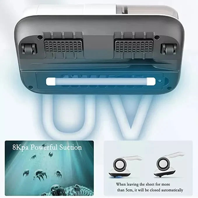 Cordless Handheld Bed Vacuum Cleaner with UV Light Sanitization – Powerful, Lightweight & Portable for All Bedding Types