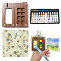 Portable Travel Watercolor Set - Mini Palette, Paint Brush & Sketchbook Included - Perfect for Artists on the Go