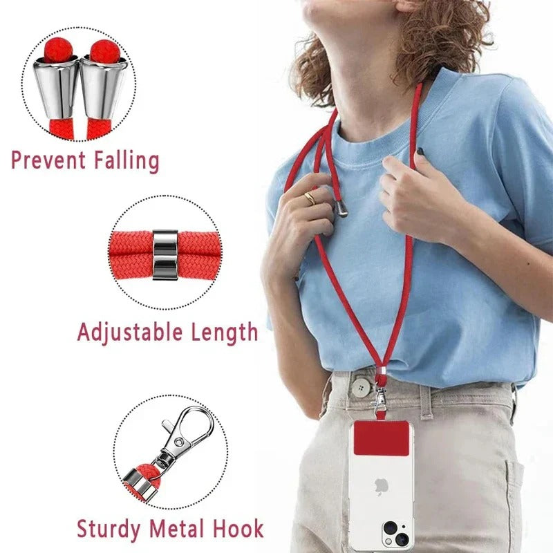 Adjustable Hands-Free Crossbody Lanyard Phone Carrier - Stylish & Convenient Strap for All Phone Sizes