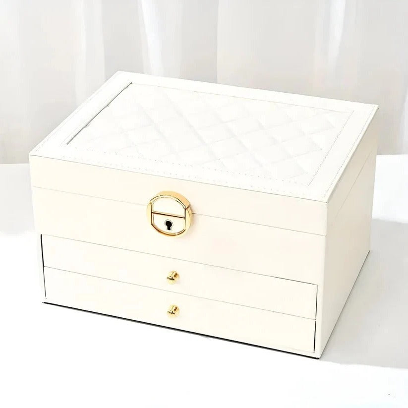 Elegant Tiered Jewelry Display Box with Multi-Compartment Storage for Organized Accessories