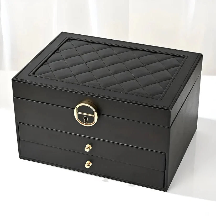 Elegant Tiered Jewelry Display Box with Multi-Compartment Storage for Organized Accessories