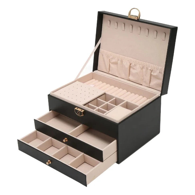 Elegant Tiered Jewelry Display Box with Multi-Compartment Storage for Organized Accessories