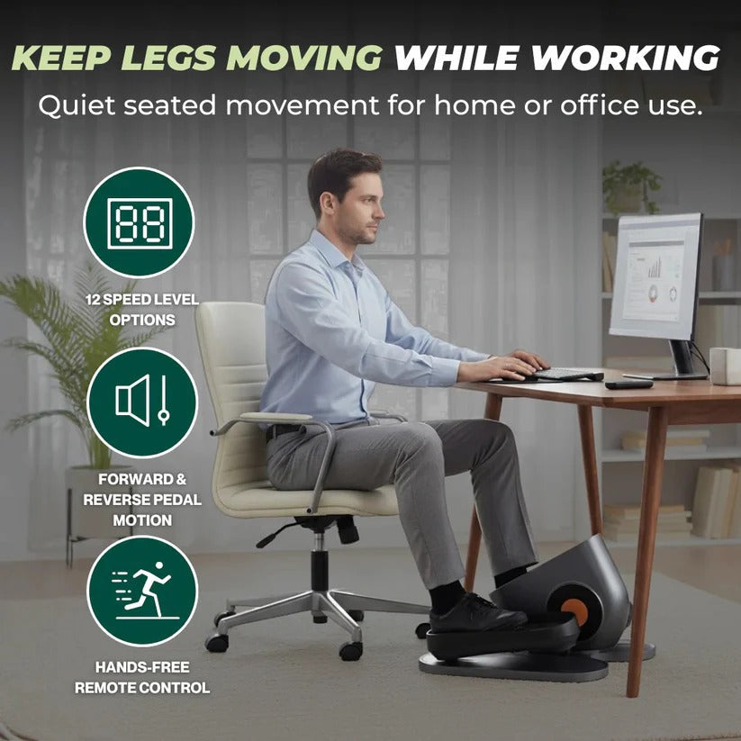 Compact Under Desk Pedal Exerciser with LCD Display & Remote Control - Portable Fitness Equipment for Home & Office Workouts