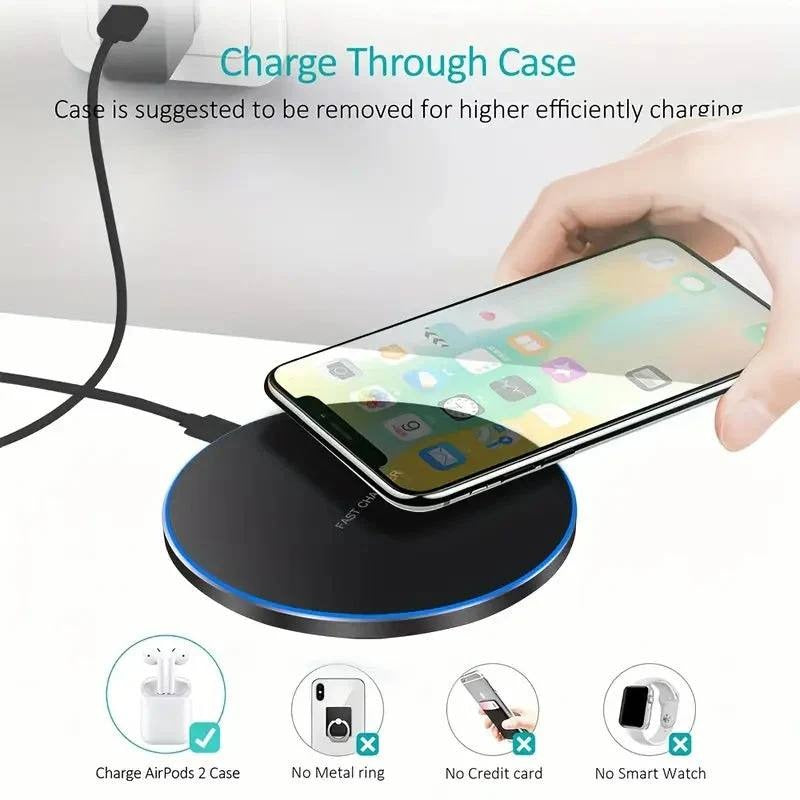 30W Fast Wireless Charging Pad - Sleek Round Design & Ultra-Slim Surface for All Qi-Enabled Devices
