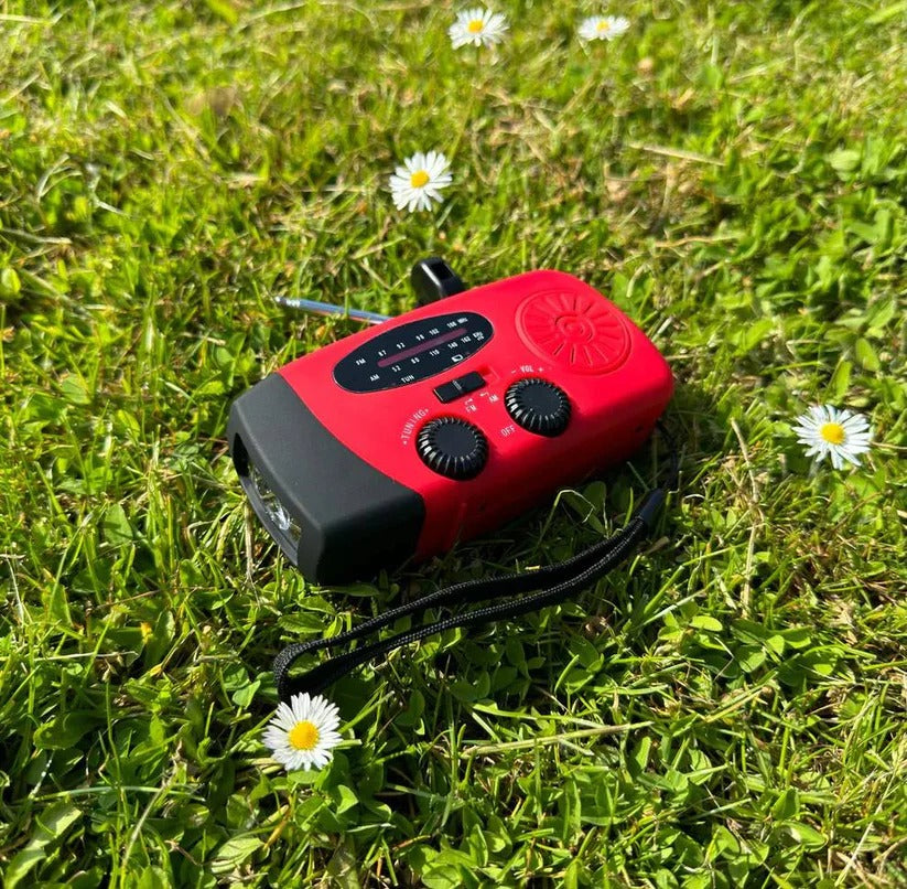 Hand Crank Solar Emergency Radio with Power Bank - Portable Weather Radio with USB Charging & LED Flashlight