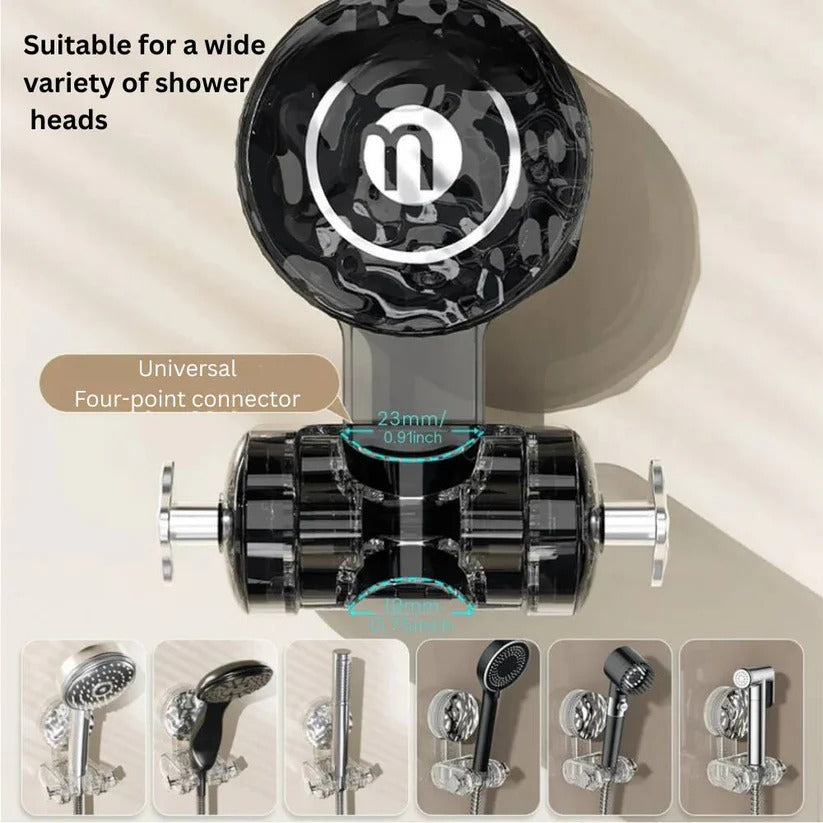 Adjustable Suction Cup Shower Head Bracket - 360° Angle Mount for Easy Positioning