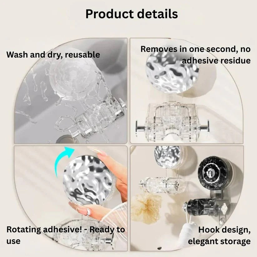 Adjustable Suction Cup Shower Head Bracket - 360° Angle Mount for Easy Positioning