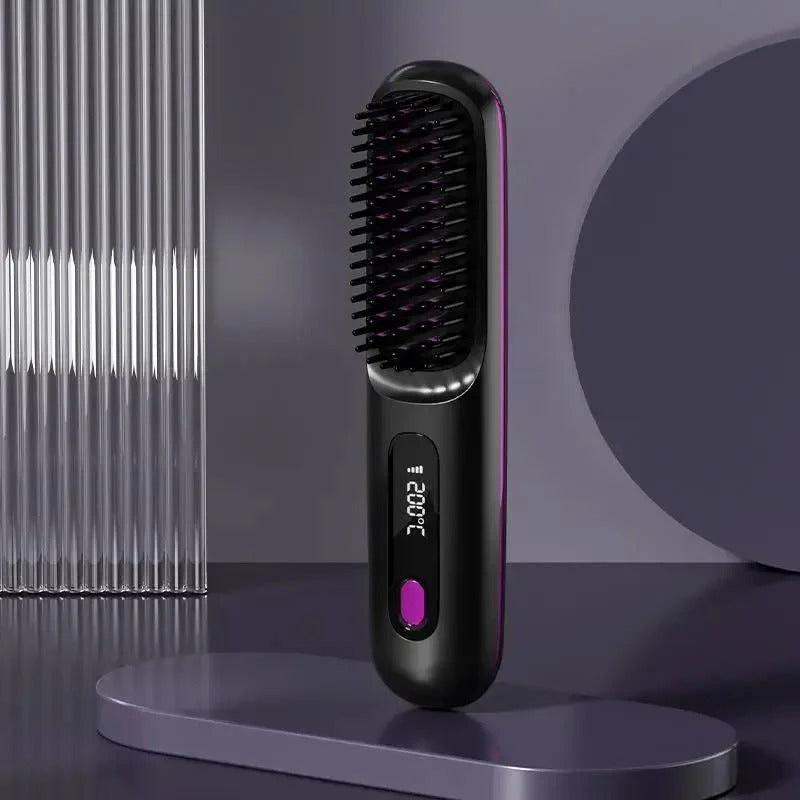 Portable USB Hair Straightener with LCD Display & Adjustable Heat Settings - Travel-Friendly Design