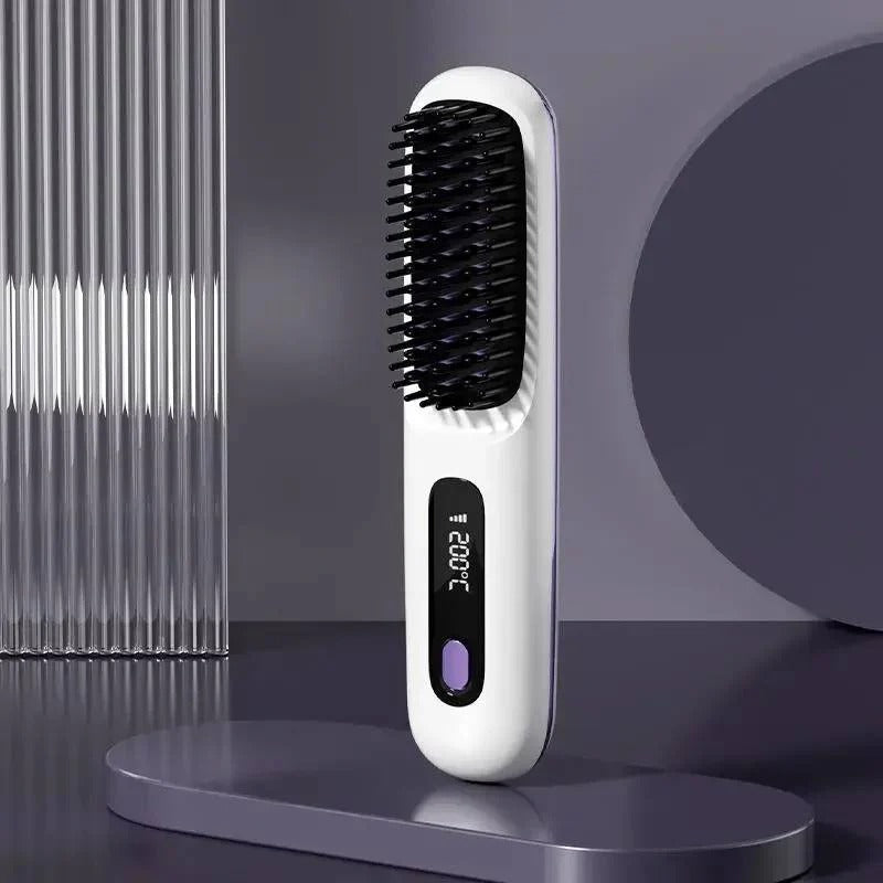 Portable USB Hair Straightener with LCD Display & Adjustable Heat Settings - Travel-Friendly Design
