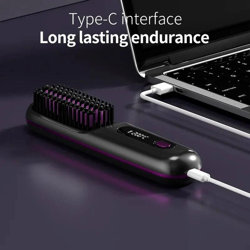 Portable USB Hair Straightener with LCD Display & Adjustable Heat Settings - Travel-Friendly Design