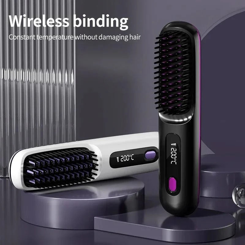 Portable USB Hair Straightener with LCD Display & Adjustable Heat Settings - Travel-Friendly Design