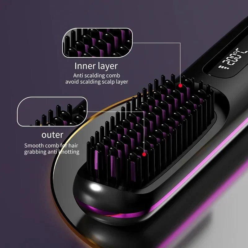 Portable USB Hair Straightener with LCD Display & Adjustable Heat Settings - Travel-Friendly Design