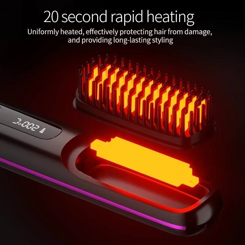 Portable USB Hair Straightener with LCD Display & Adjustable Heat Settings - Travel-Friendly Design