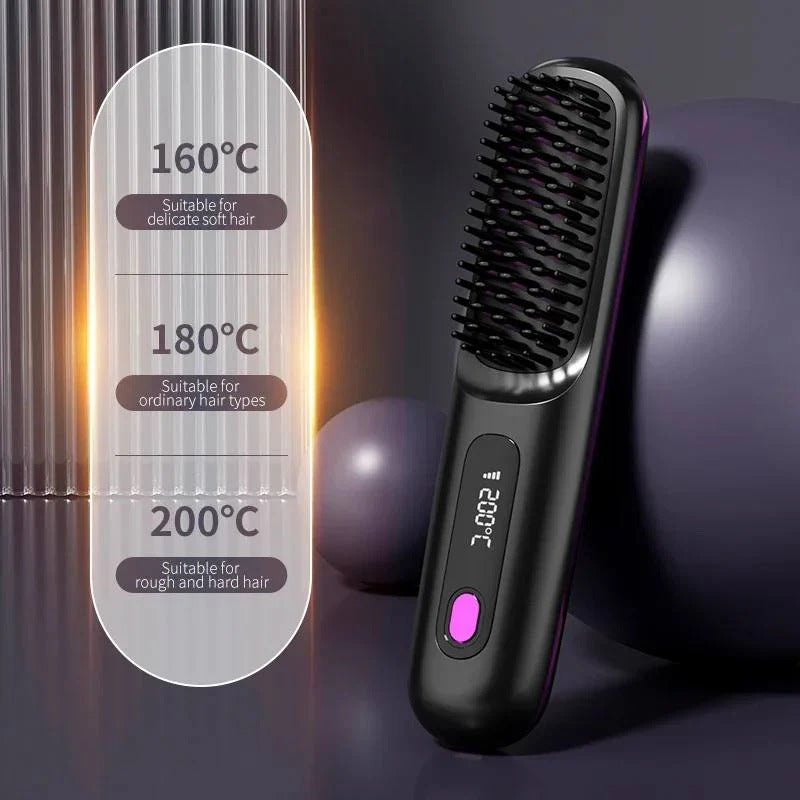 Portable USB Hair Straightener with LCD Display & Adjustable Heat Settings - Travel-Friendly Design