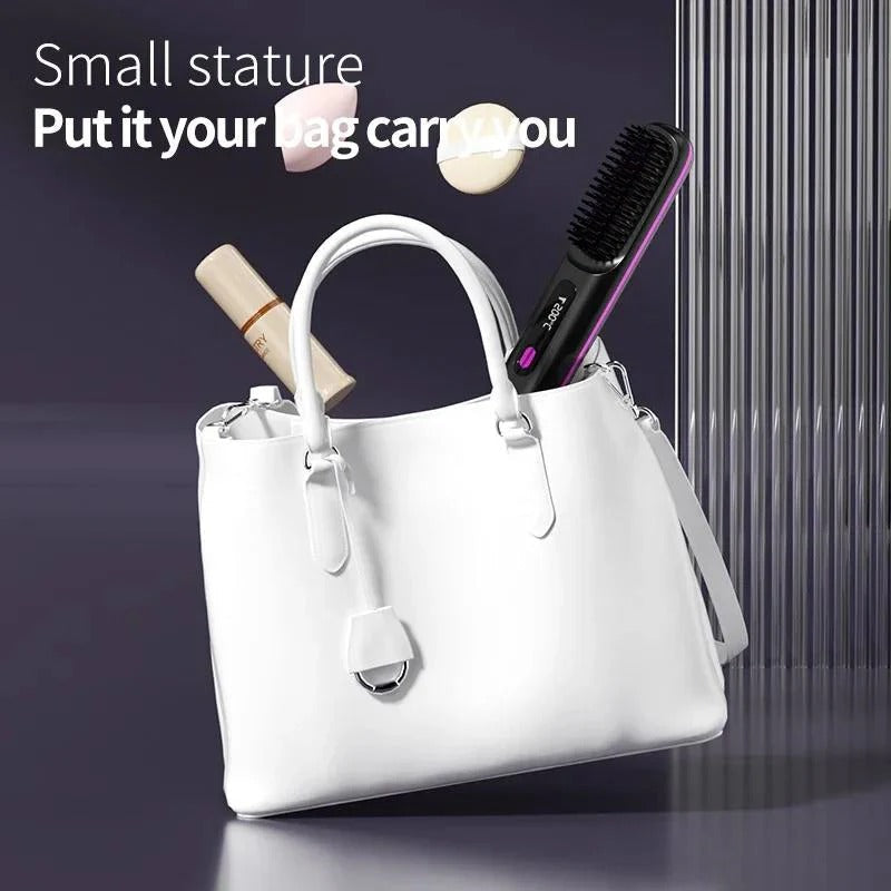 Portable USB Hair Straightener with LCD Display & Adjustable Heat Settings - Travel-Friendly Design