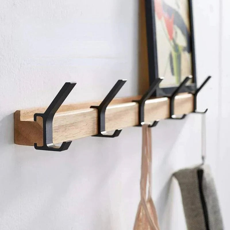 Wall Mounted Coat Rack with 5 Adjustable Double Hooks - Stylish and Space-Saving Organizer for Entryway, Hallway, or Mudroom
