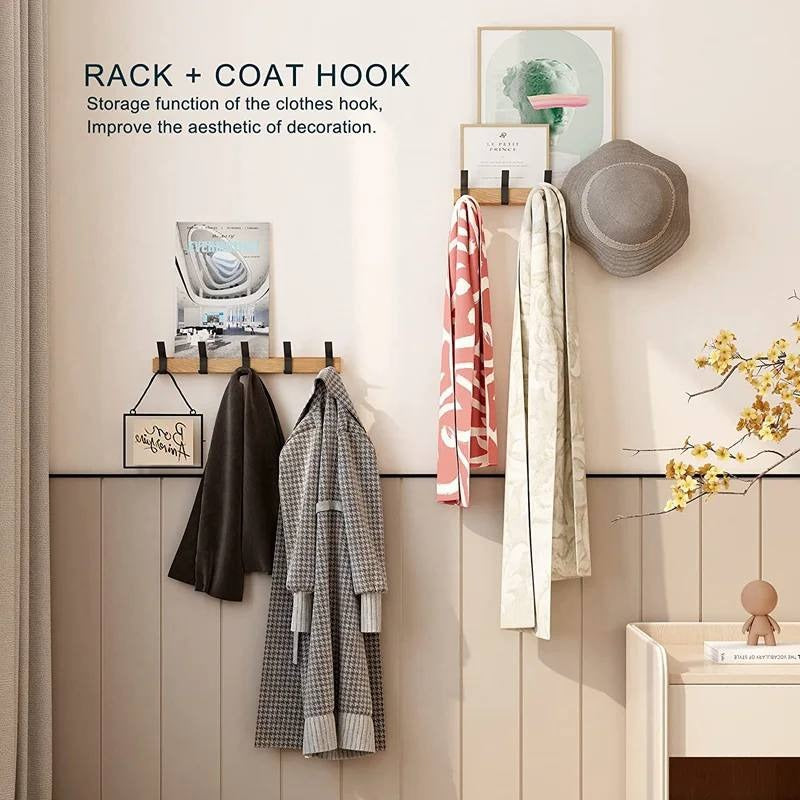 Wall Mounted Coat Rack with 5 Adjustable Double Hooks - Stylish and Space-Saving Organizer for Entryway, Hallway, or Mudroom
