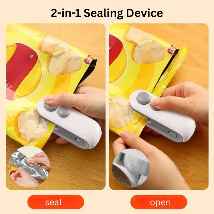 2-in-1 Portable Bag Sealer and Cutter for Food Preservation - Ideal for Vacuum Sealing and Resealing Snacks