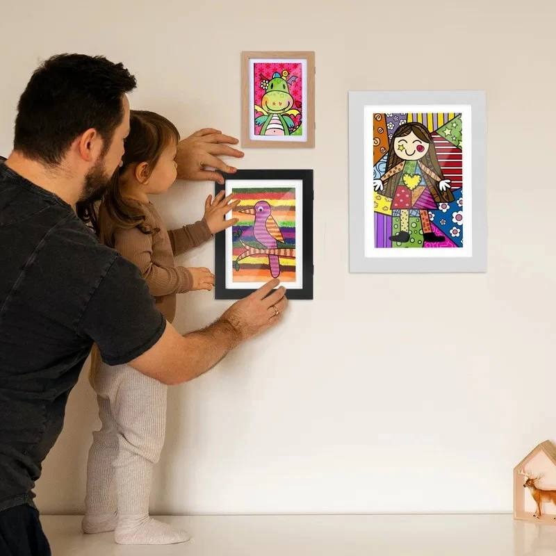 Large Capacity Rotating Art Display Frame for Kids' Artwork - Holds 150 Masterpieces | Perfect for Home or Classroom