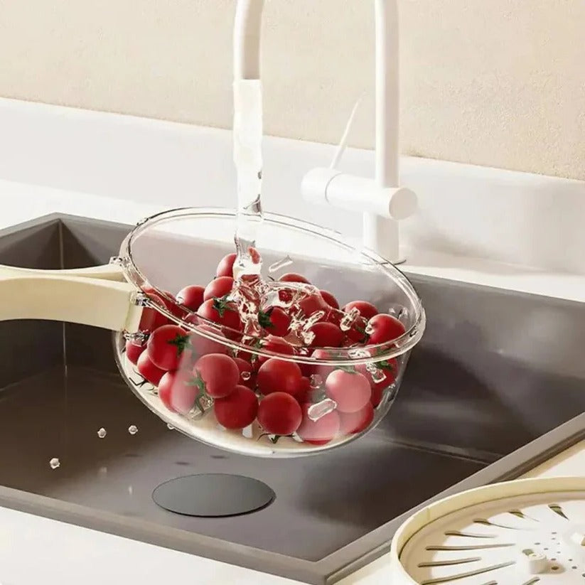 Versatile Dual Function Colander and Mixing Bowl Set with Removable Strainer Basket - Perfect for Cooking and Food Prep
