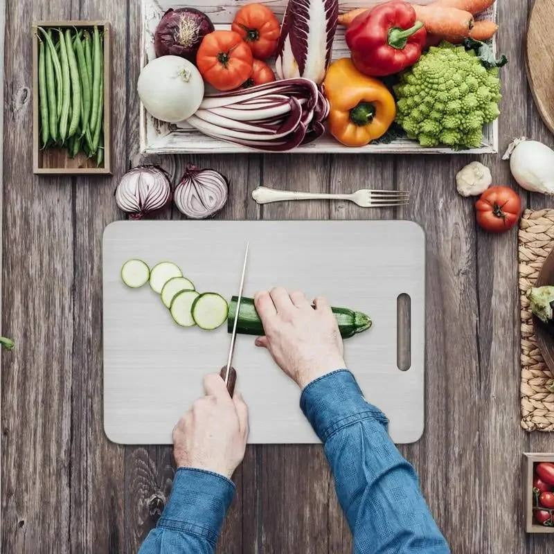 Premium Titanium Coated Cutting Board - Non-Slip Base & Juice Groove for Effortless Food Prep