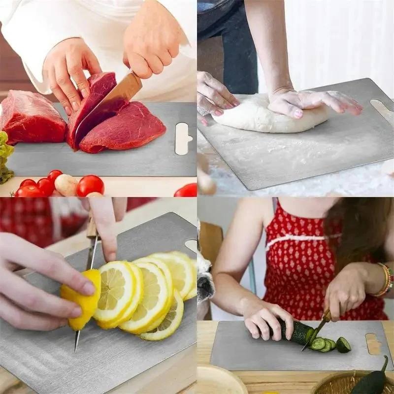 Premium Titanium Coated Cutting Board - Non-Slip Base & Juice Groove for Effortless Food Prep