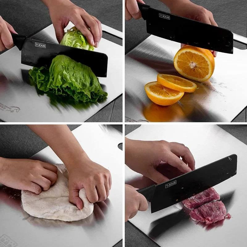 Premium Titanium Coated Cutting Board - Non-Slip Base & Juice Groove for Effortless Food Prep