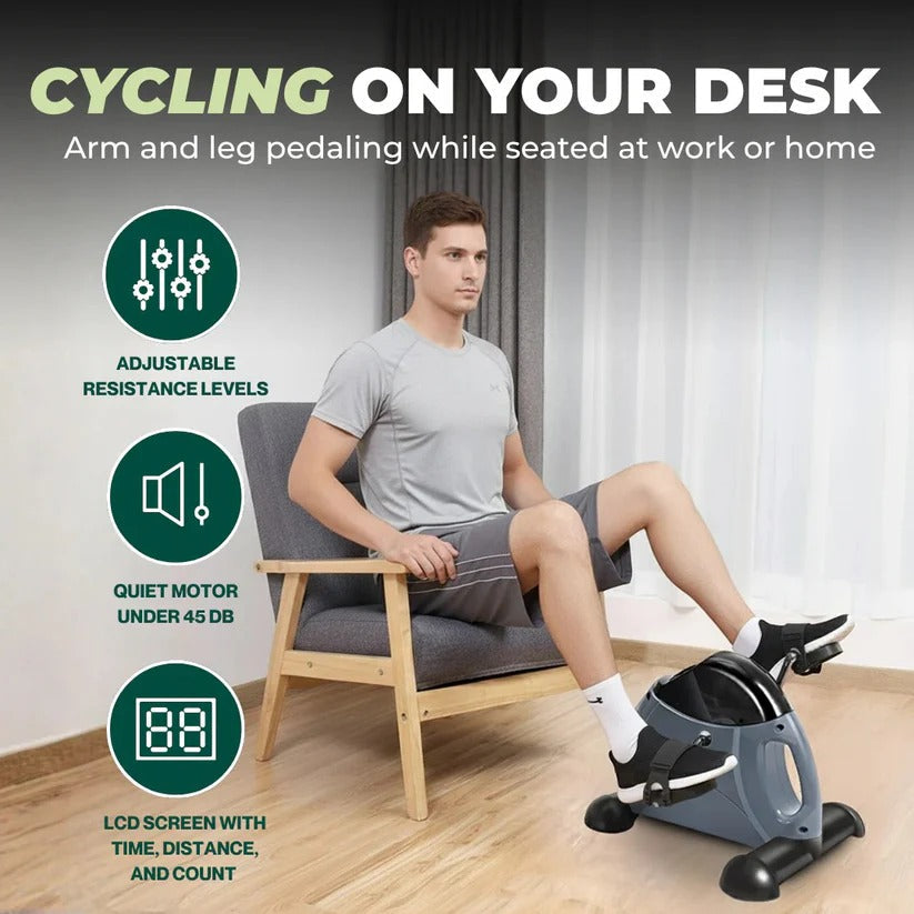 Compact Mini Stationary Foot Cycle with Adjustable Resistance & LED Display - Ideal for Seated Workouts