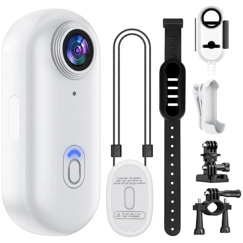 4K Waterproof Wearable Action Camera - Compact Design with 128GB Internal Memory for Adventure Filming