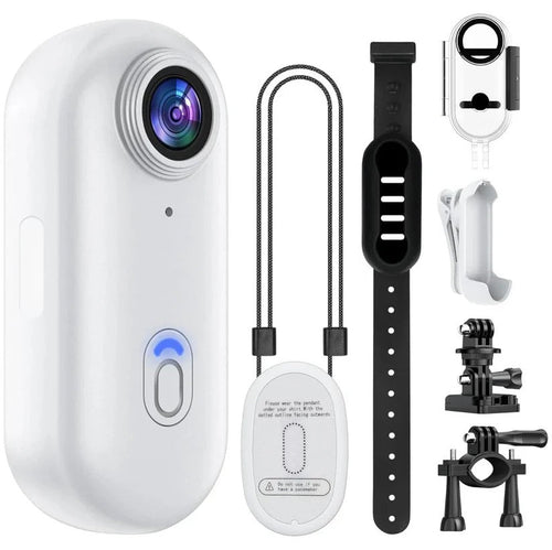 4K Waterproof Wearable Action Camera - Compact Design with 128GB Internal Memory for Adventure Filming