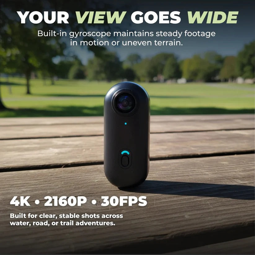 4K Waterproof Wearable Action Camera - Compact Design with 128GB Internal Memory for Adventure Filming