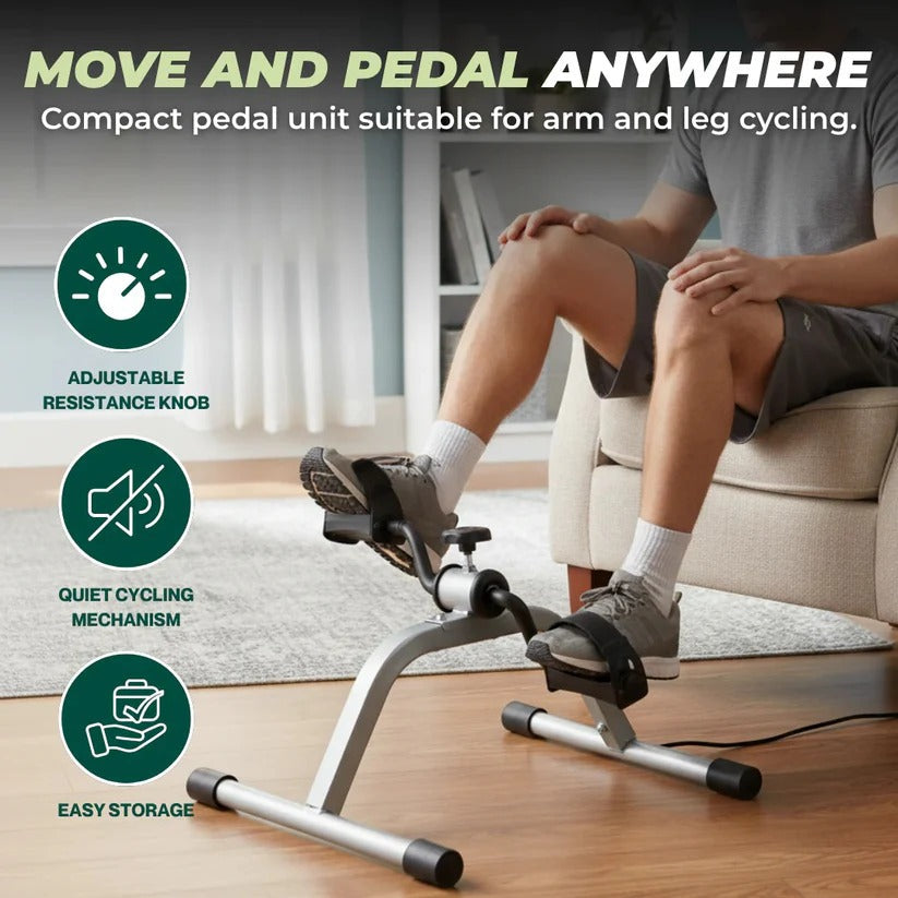 Adjustable Tension Lightweight Desk Cycle Foot Pedal Trainer for Seated Exercise - Compact & Portable Fitness Equipment