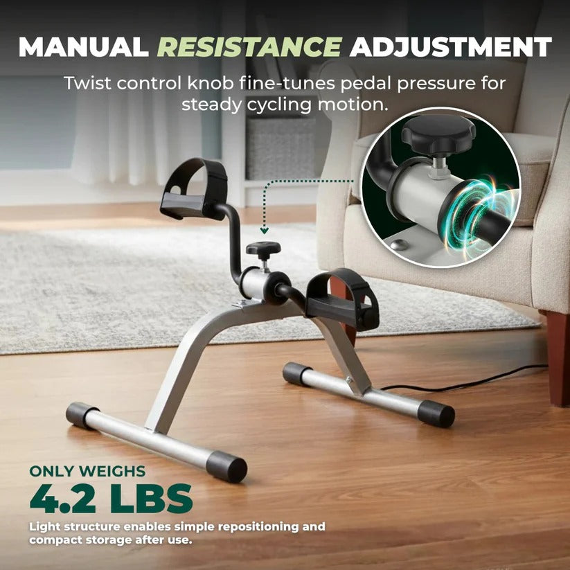 Adjustable Tension Lightweight Desk Cycle Foot Pedal Trainer for Seated Exercise - Compact & Portable Fitness Equipment