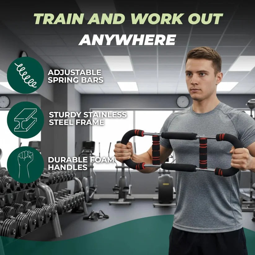 Chest Expander with Durable Steel Spring Bars - Ultimate Arm & Shoulder Training Tool for Strength & Flexibility
