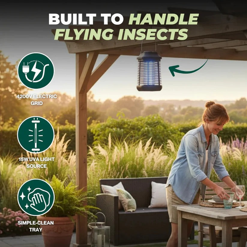 15W Electric Bug Zapper with UVA Tube - Effective Indoor & Outdoor Insect Control