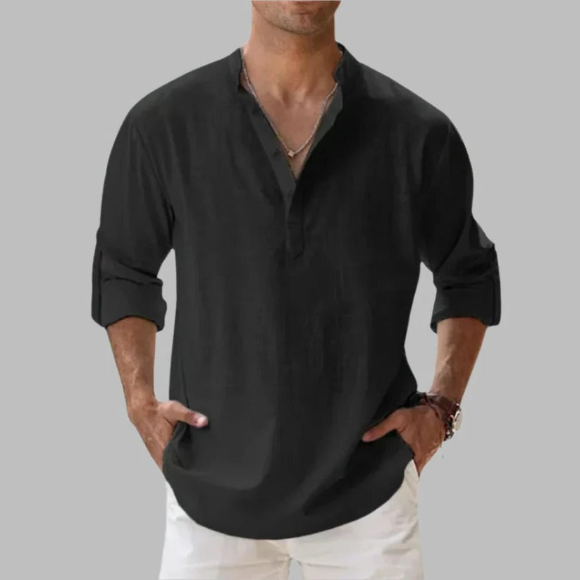 Men's Lightweight Breathable Linen Short Sleeve Button-Down Shirt - Perfect for Summer & Warm Weather Wear
