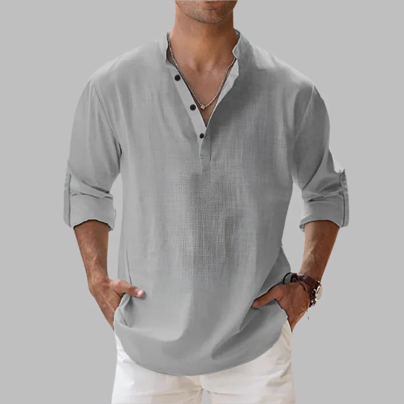 Men's Lightweight Breathable Linen Short Sleeve Button-Down Shirt - Perfect for Summer & Warm Weather Wear