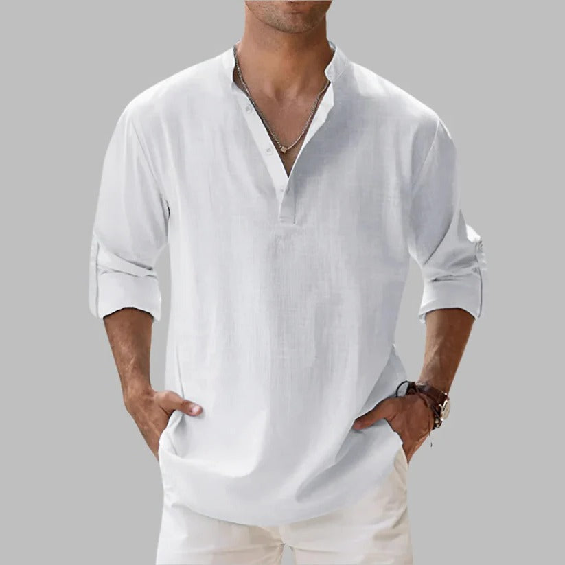 Men's Lightweight Breathable Linen Short Sleeve Button-Down Shirt - Perfect for Summer & Warm Weather Wear