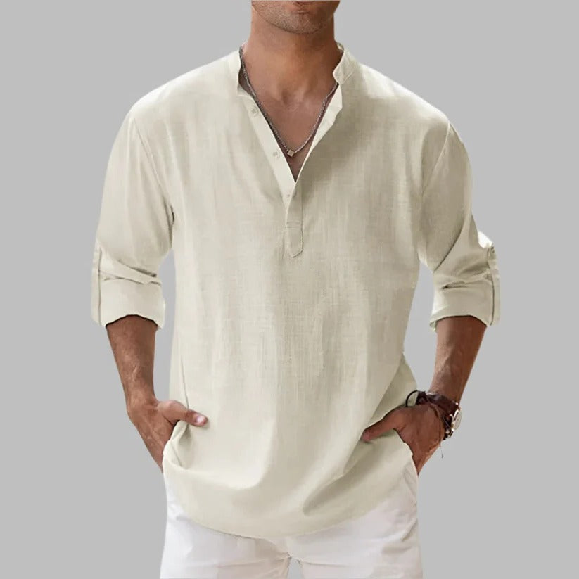 Men's Lightweight Breathable Linen Short Sleeve Button-Down Shirt - Perfect for Summer & Warm Weather Wear