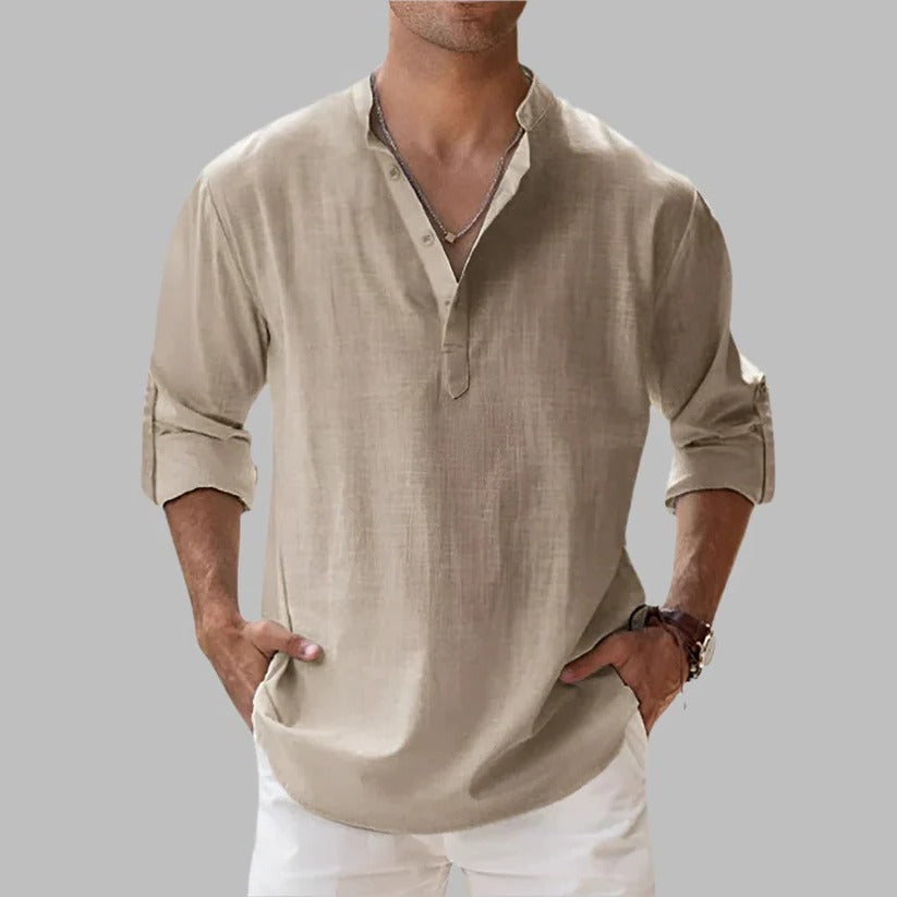 Men's Lightweight Breathable Linen Short Sleeve Button-Down Shirt - Perfect for Summer & Warm Weather Wear