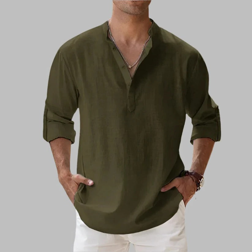Men's Lightweight Breathable Linen Short Sleeve Button-Down Shirt - Perfect for Summer & Warm Weather Wear