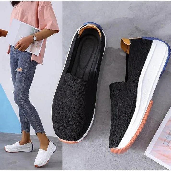 Women's Slip-On Mesh Sneakers - Wide Toe Box & Cushioned Sole for Ultimate Comfort