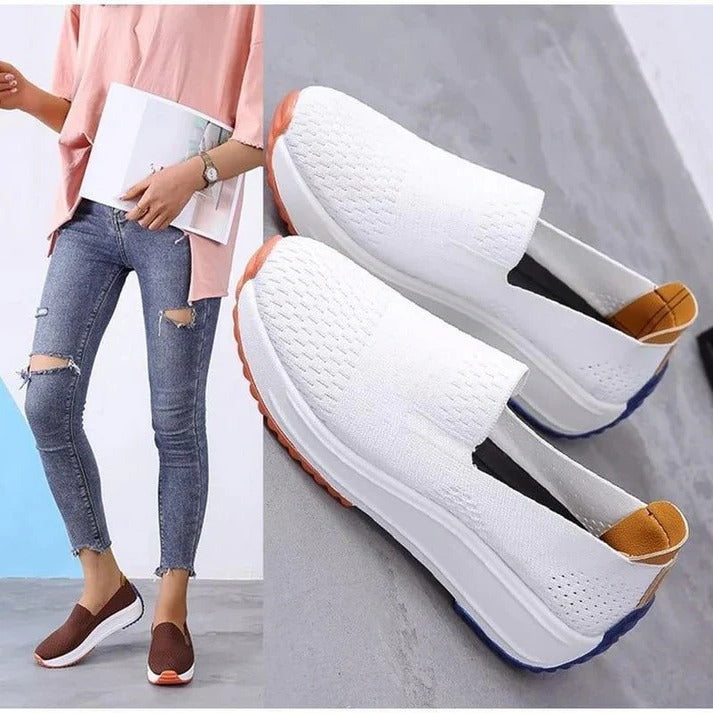 Women's Slip-On Mesh Sneakers - Wide Toe Box & Cushioned Sole for Ultimate Comfort