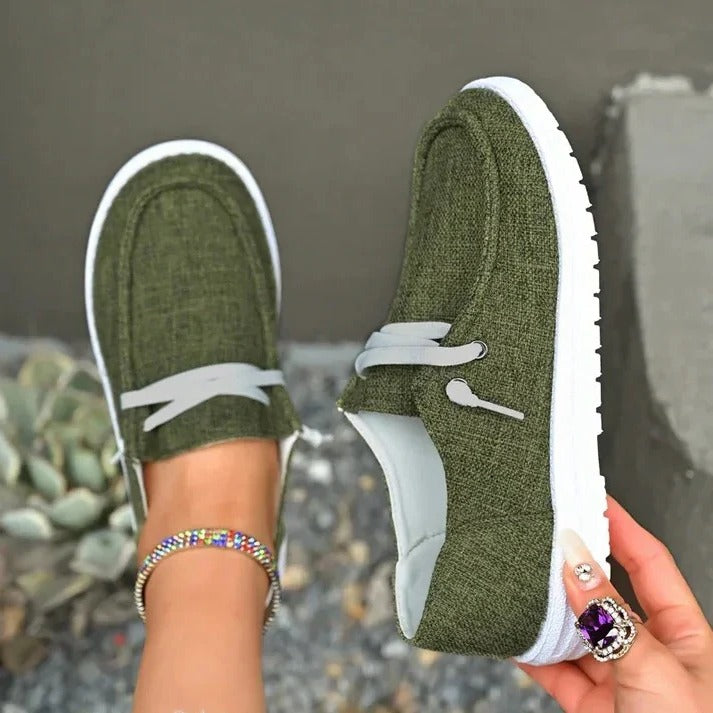 Women's Wide Toe Box Canvas Sneakers with Stretch Band & Cushioned Insole for Ultimate Comfort